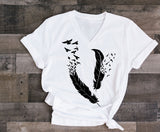 Women's Feather and Birds, Birthday Gift for her, Custom Shirts, Women's Tank Top Shirt Outfit, Design on Shirt, Women's Tops, Men's Shirt - lasting-expressions-vinyl