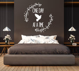 One Day at a Time Wall Quote Stencil, Inspirational Saying for Wall Decor, Vinyl Wall Decal Quote, Boho Chic Bedroom Wall Art, AA Quote Sign - lasting-expressions-vinyl