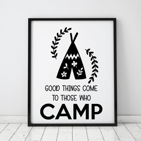 SVG Quote about Adventure, Good Things Come to Those Who Camp Poster, SVG Clipart Quote, DXF Cricut Quote Stencil, Outdoors Saying to Print - lasting-expressions-vinyl