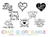 Love Quote SVG Bundle, Cricut Clipart Quote Group, DXF Laser Cutting File, Wedding Sign Silhouette Vector Clipart, Hand Lettered Font Design - lasting-expressions-vinyl