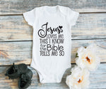Jesus Loves Me Baby Bodysuit, Baptism Gift for Niece, Baby Shower Christian Gift, Baby Baptism Outfit, Bible Related Gift, Baby Photo Outfit - lasting-expressions-vinyl