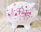 Unicorn Piggy Bank for Girls - lasting-expressions-vinyl