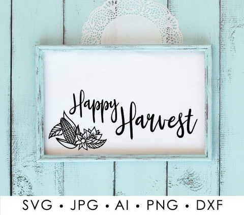 Happy Harvest SVG Quote, Pumpkin Vector Clipart for Cricut Vinyl, SVG Sayings to Print, Fall Home Decor Printable Artwork, Harvest Stencil - lasting-expressions-vinyl