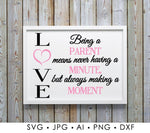 Parent SVG Quote, Parent Card Printable for Baby Shower, Saying for New Mom, DXF Vinyl Craft Design, Saying to Print, Being a parent means - lasting-expressions-vinyl