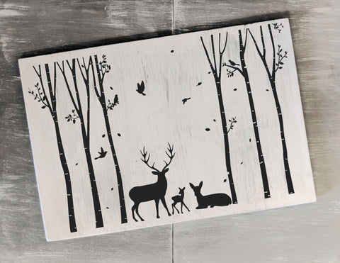 Deer and Tree Wood Sign - lasting-expressions-vinyl
