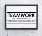 Teamwork Motivation Saying to Print, Inspriational Poster Printable, SVG File for Cricut Vinyl Crafts, Boys Bedroom Sign Stencil, Definition - lasting-expressions-vinyl