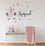 Unicorn Wall Decal, Girls Bedroom Large Wall Art, - lasting-expressions-vinyl