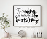Friendship Clipart Quote SVG Stencil, Friend Quotes for Cricut DXF File, Printable Wall Art, Silhouette Saying, Friendship Tied Heartstrings - lasting-expressions-vinyl