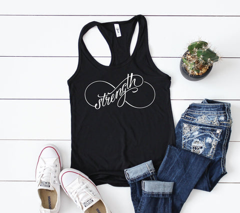 Strength Graphic Tee with Infinity Symbol, Women's Black Tank Top, Men's White Hoodie, Inspirational Gift Hard Time, Strength Saying Shirt - lasting-expressions-vinyl