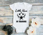 Baby Boy Man in Training Quote Kid Shirt, Hunting Baby Bodysuit, Birthday Baby Outfit, Deer Hunting Shirt, Baby One Piece with Deer Design - lasting-expressions-vinyl