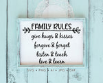 Family Rules Printable Quote, SVG Family Saying for Cricut, DXF Laser Cutting File, PNG Design for Silhouette, Sign Stencil Family Quote - lasting-expressions-vinyl