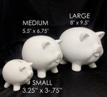 Piggy Bank Custom Baby Hand print 8"- Nursery Decor, Grandchildren, Large Ceramic Piggy Bank, First Birthday Custom Gift, Personalized Gifts - lasting-expressions-vinyl