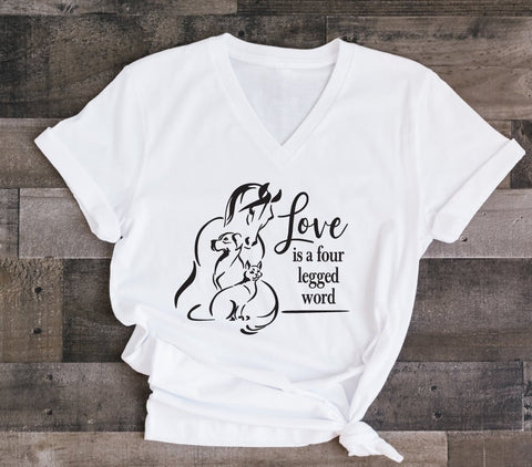 Pet Quote Shirt, Love Four Legged Word Saying on Shirt, Dog Graphic Tee, Cat Hoodie, Horse Shirt, Gift Fur Mom, Pet Lover Gift, Animal Shirt - lasting-expressions-vinyl