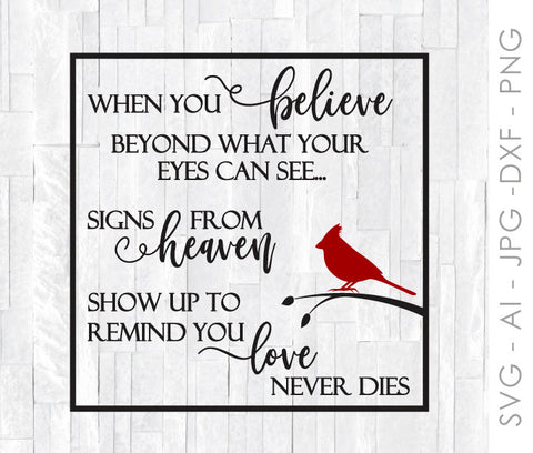 Cardinal Sign Quote SVG, Digital Crafting File for Cricut, Silhouette Saying for Vinyl, DIY Sign Design, Memorial Quote Card Print File - lasting-expressions-vinyl