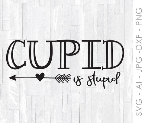 Cupid is Stupid SVG Design, Cricut Plotter Quote, Silhouette Sayings SVG, Valentines Day Tshirt Design, Funny Love Quote, DIY Clipart Quote - lasting-expressions-vinyl