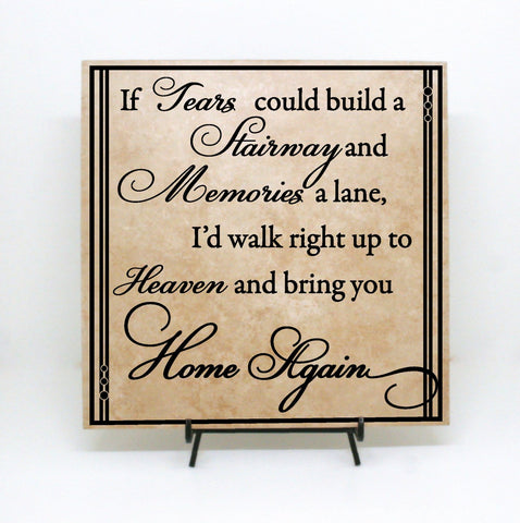 Memorial Plaque Sign for Loss, In Loving Memory Quote, Tears Stairway Saying on Stone, Funeral Gift for Loss Relative, Loss of Parent Gift - lasting-expressions-vinyl