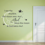 Nursery Decor Vinyl Wall Decal Quote, Moon God Saying for the Wall, God Bless Me Wall Quote for Nursery, Baby Bedroom Wall Art Stencil Sign - lasting-expressions-vinyl