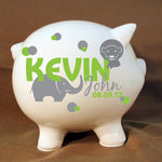 Jungle Animals Custom Ceramic Piggy Bank with Name - lasting-expressions-vinyl