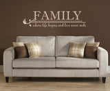 Family wall quote - life begins love never ends - lasting-expressions-vinyl