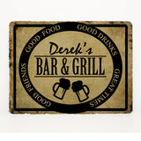 Metal Bar Sign with Name, Custom Bar and Grill Sign, Father's Day Gift for Dad,  12" x 18", Housewarming Gift for Men, Birthday Gift for Him - lasting-expressions-vinyl