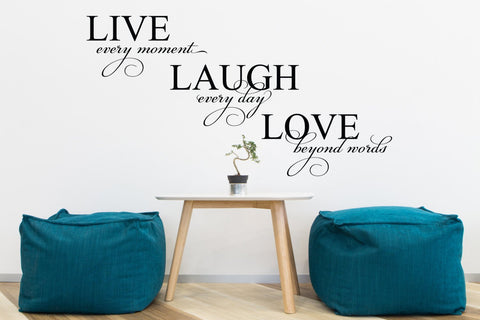 Live Laugh Love Quote for Wall, Saying about Love, Wall Lettering Sticker, Home Wall Art, Sticker Quote for Wall Sign, Housewarming Gift - lasting-expressions-vinyl
