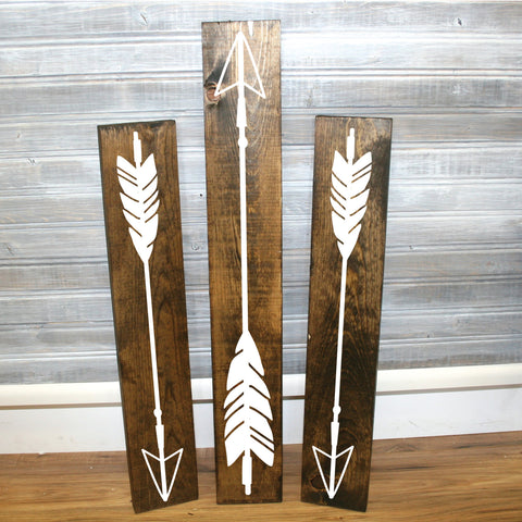 Wood Arrow Signs Set of 3 - Reclaimed Wood Home Decor - lasting-expressions-vinyl