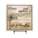 Music Quote Sign, Thank You Gift for Music Teacher Co-Worker Gift, Music Soul Life Saying Plaque, Retirement Gift Her, Dandelion Music Notes - lasting-expressions-vinyl
