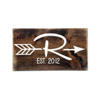 Personalized Established Monogram Arrow Wood Sign- Primitive Home Decor, Wedding Decor, Old Bar Wood, Gift for Friends, Rustic Decor - lasting-expressions-vinyl