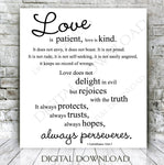 Love is patient Corinthians 13:4-7 Digital Design Download - Ready to use File, Vinyl Design Saying, Printable Quotes, .SVG, .AI, .Png - lasting-expressions-vinyl