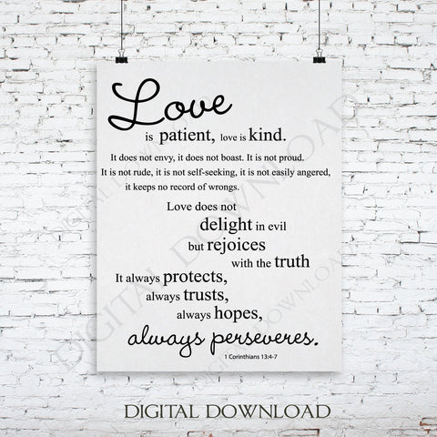 Love is patient Corinthians 13:4-7 Digital Design Download - Ready to use File, Vinyl Design Saying, Printable Quotes, .SVG, .AI, .Png - lasting-expressions-vinyl