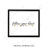 Follow your heart arrow Vector Download - Ready to use Digital File, Vinyl Design Vector Sayings, Printable Quotes, Clipart, inspriational - lasting-expressions-vinyl