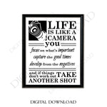 Photography Quote, Life is like a camera, Thank you gift photographer, Stencil outline vinyl design, Vector sayings for cricut, Silhouette - lasting-expressions-vinyl
